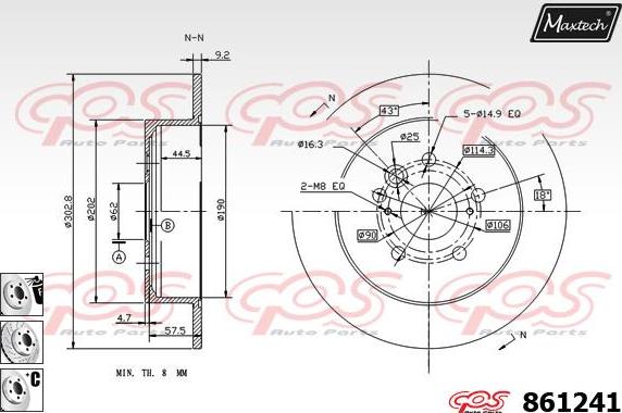 Maxtech 70200150 - Remkomplekts, Bremžu suports ps1.lv