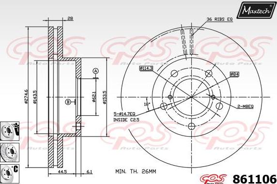 Maxtech 70200115 - Remkomplekts, Bremžu suports ps1.lv