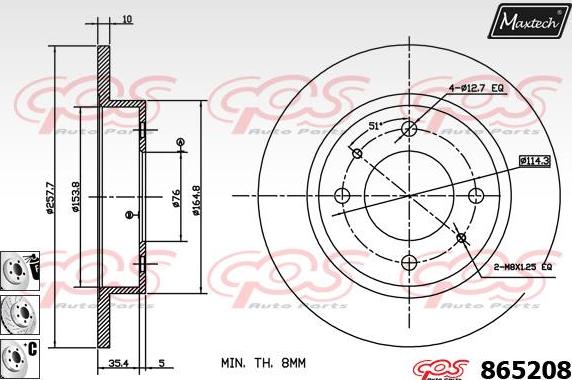 Maxtech 70200183 - Remkomplekts, Bremžu suports ps1.lv