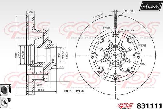 Maxtech 70200129 - Remkomplekts, Bremžu suports ps1.lv