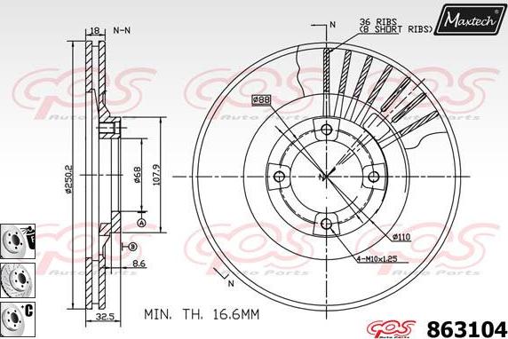 Maxtech 70203007 - Remkomplekts, Bremžu suports ps1.lv