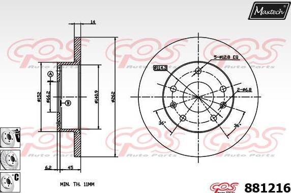 Maxtech 873553 - Bremžu diski ps1.lv