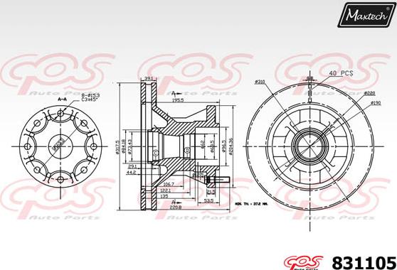 Maxtech 70200827 - Remkomplekts, Bremžu suports ps1.lv