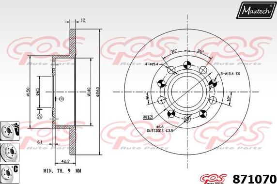 Maxtech 72952006 - Virzulis, Bremžu suports ps1.lv