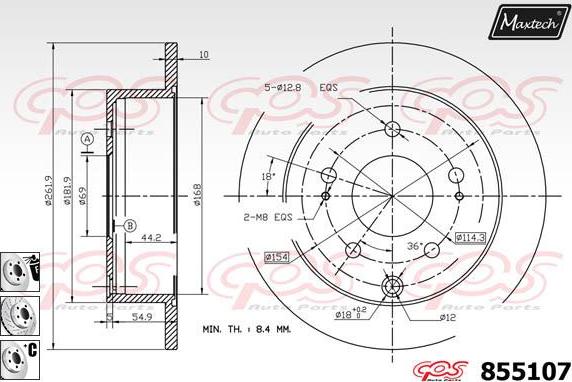 Maxtech 72935004 - Virzulis, Bremžu suports ps1.lv