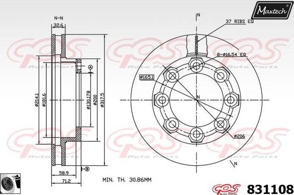 Maxtech 70200766 - Remkomplekts, Bremžu suports ps1.lv