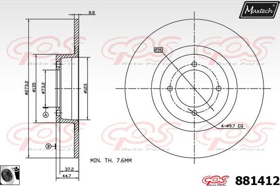 Maxtech 70200711 - Remkomplekts, Bremžu suports ps1.lv