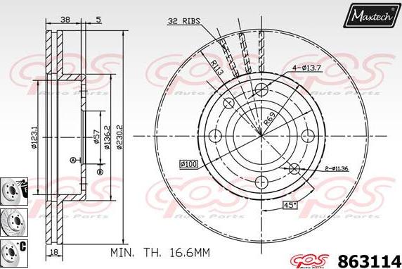 Maxtech 72946001 - Virzulis, Bremžu suports ps1.lv