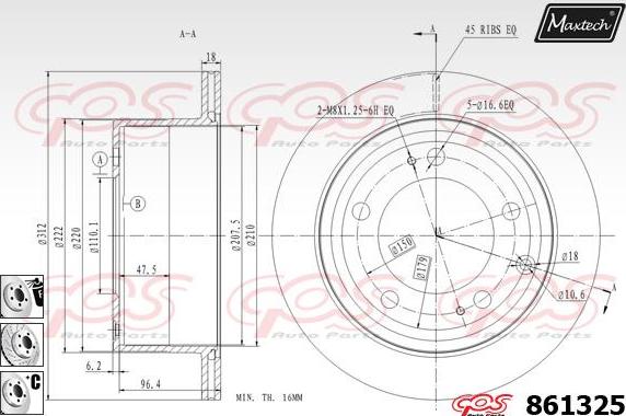 Maxtech 70203041 - Remkomplekts, Bremžu suports ps1.lv