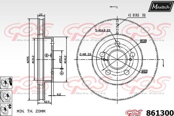 Maxtech 70203004 - Remkomplekts, Bremžu suports ps1.lv