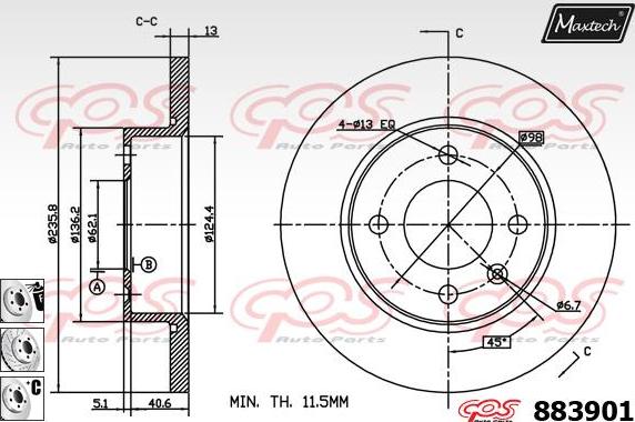 Maxtech 71810034 - Vadīkla, Bremžu suports ps1.lv