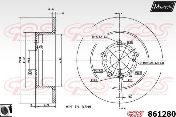 Maxtech 71810202 - Vadīkla, Bremžu suports ps1.lv