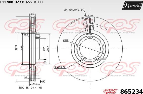 Maxtech 72944003 - Virzulis, Bremžu suports ps1.lv