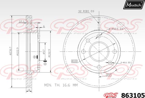 Maxtech 72945004 - Virzulis, Bremžu suports ps1.lv