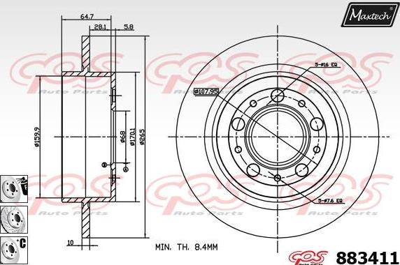 Maxtech 873103 - Bremžu diski ps1.lv