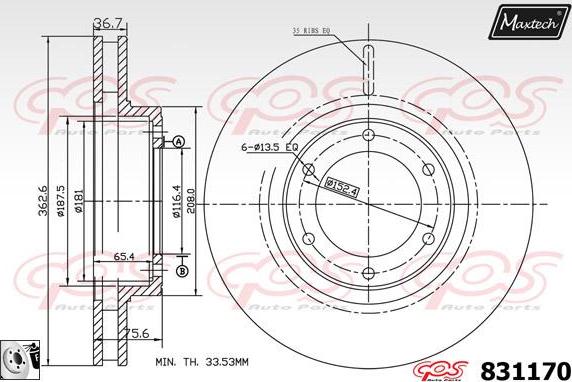 Maxtech 72940038 - Virzulis, Bremžu suports ps1.lv