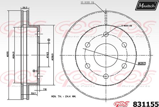 Maxtech 72948061 - Virzulis, Bremžu suports ps1.lv