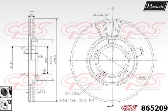 Maxtech 72943019 - Virzulis, Bremžu suports ps1.lv