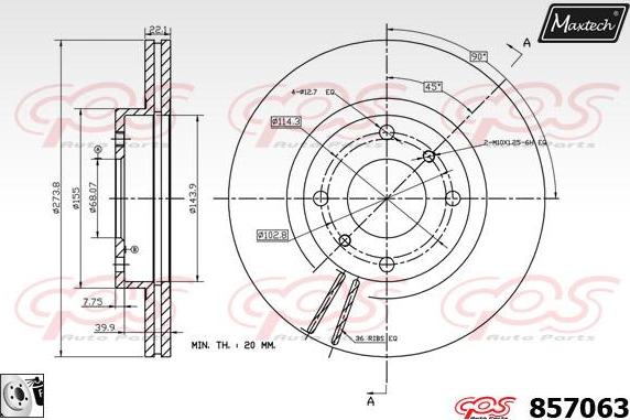 Maxtech 72943033 - Virzulis, Bremžu suports ps1.lv