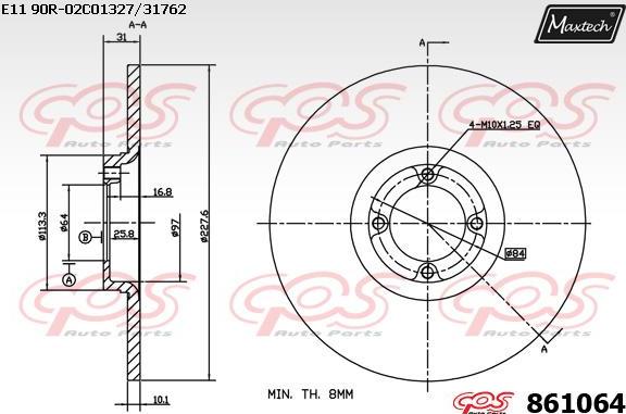 Maxtech 72942003 - Virzulis, Bremžu suports ps1.lv