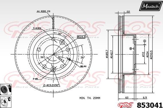 Maxtech 72954041 - Virzulis, Bremžu suports ps1.lv