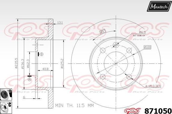 Maxtech 72954050 - Virzulis, Bremžu suports ps1.lv