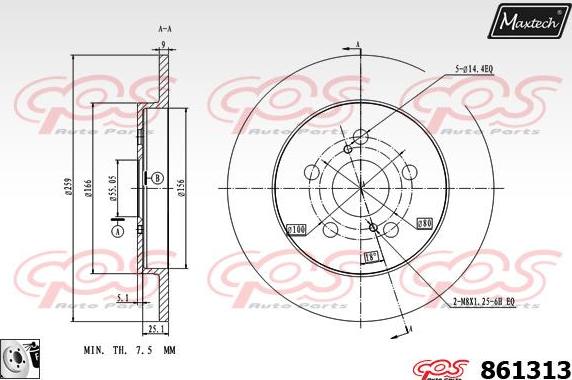 Maxtech 72954069 - Virzulis, Bremžu suports ps1.lv