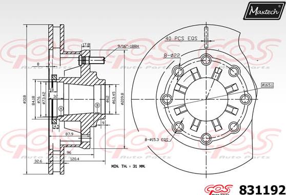 Maxtech 72954065 - Virzulis, Bremžu suports ps1.lv