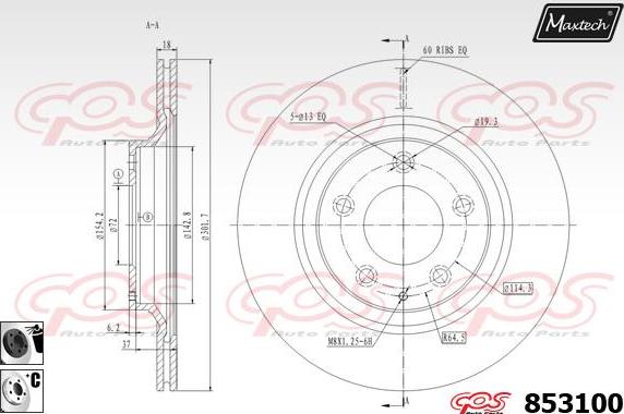 Maxtech 72954009 - Virzulis, Bremžu suports ps1.lv