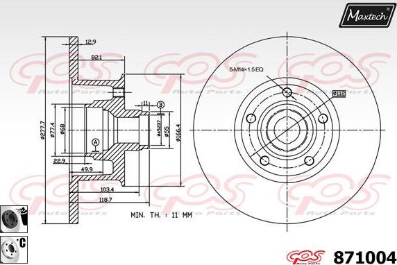 Maxtech 72954007 - Virzulis, Bremžu suports ps1.lv