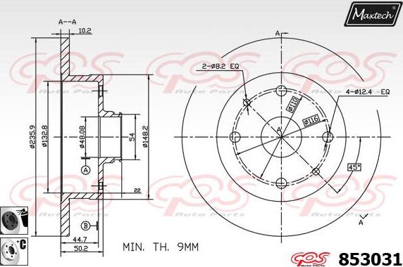 Maxtech 72954015 - Virzulis, Bremžu suports ps1.lv