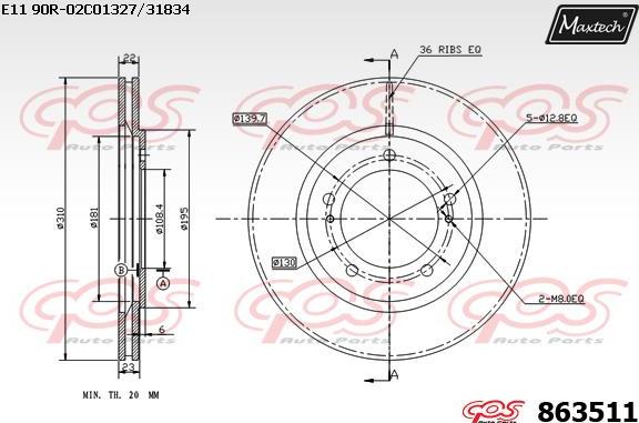 Maxtech 72954016 - Virzulis, Bremžu suports ps1.lv