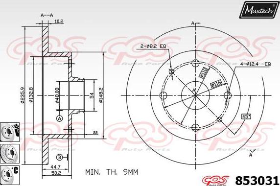 Maxtech 72954019 - Virzulis, Bremžu suports ps1.lv