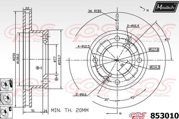 Maxtech 72954026 - Virzulis, Bremžu suports ps1.lv