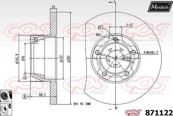 Maxtech 72954027 - Virzulis, Bremžu suports ps1.lv