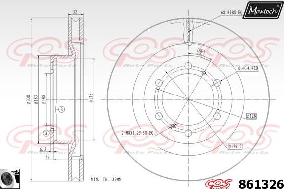 Maxtech 72954077 - Virzulis, Bremžu suports ps1.lv