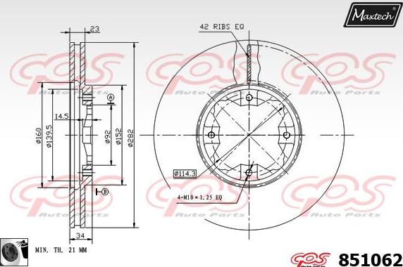 Maxtech 72951008 - Virzulis, Bremžu suports ps1.lv