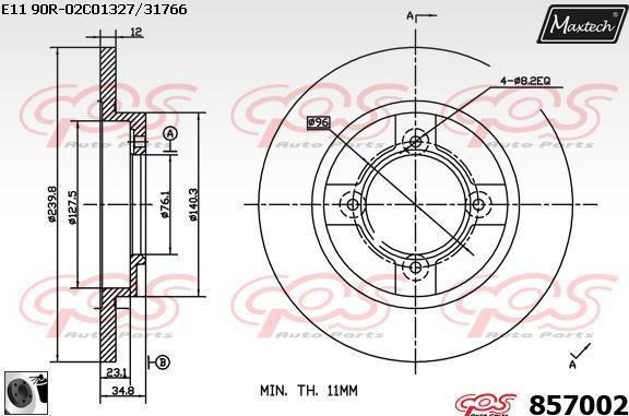 Maxtech 72952004 - Virzulis, Bremžu suports ps1.lv