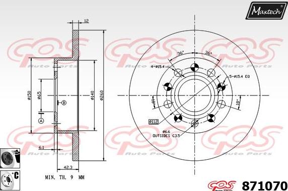 Maxtech 72952003 - Virzulis, Bremžu suports ps1.lv