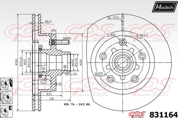 Maxtech 72957054 - Virzulis, Bremžu suports ps1.lv