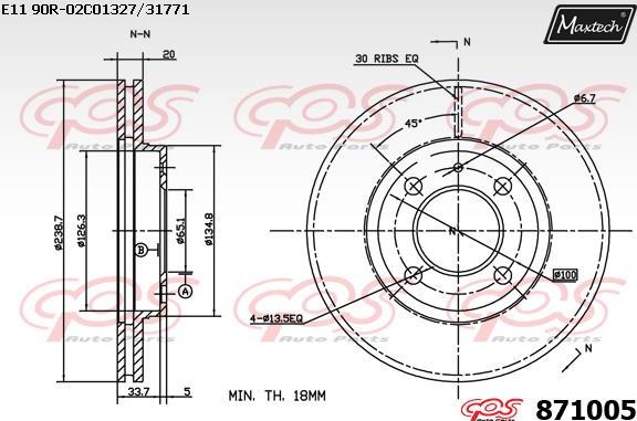 Maxtech 72957018 - Virzulis, Bremžu suports ps1.lv