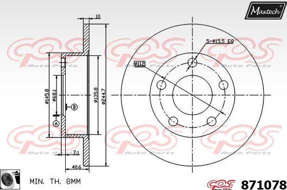 Maxtech 72957017 - Virzulis, Bremžu suports ps1.lv