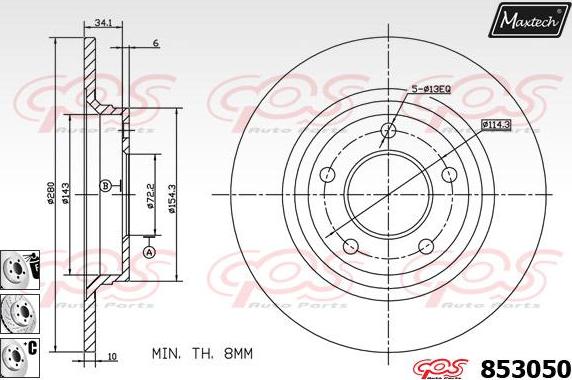 Maxtech 72957035 - Virzulis, Bremžu suports ps1.lv