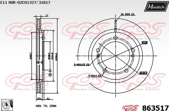 Maxtech 72966003 - Virzulis, Bremžu suports ps1.lv