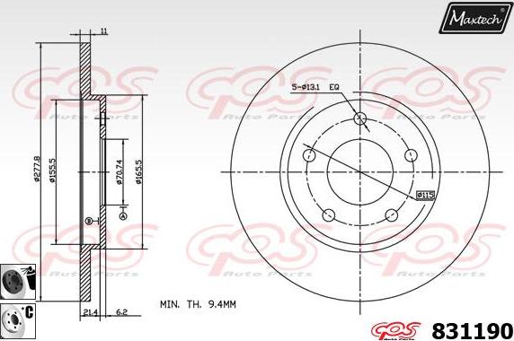 Maxtech 72960049 - Virzulis, Bremžu suports ps1.lv