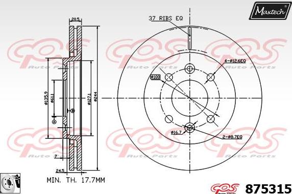 Maxtech 72960004 - Virzulis, Bremžu suports ps1.lv