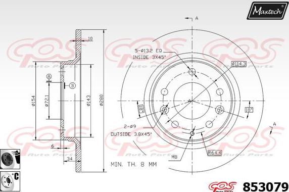 Maxtech 72960002 - Virzulis, Bremžu suports ps1.lv