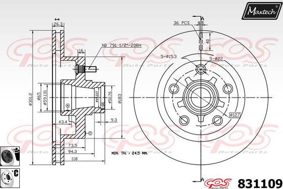 Maxtech 72935015 - Virzulis, Bremžu suports ps1.lv