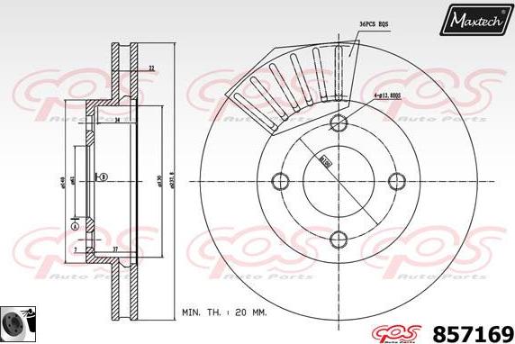 Maxtech 72936005 - Virzulis, Bremžu suports ps1.lv