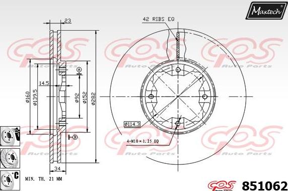 Maxtech 72936010 - Virzulis, Bremžu suports ps1.lv